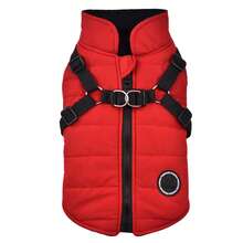 Small Dog Winter Clothes With Harness Vest, Pet Warm Padded Coat
