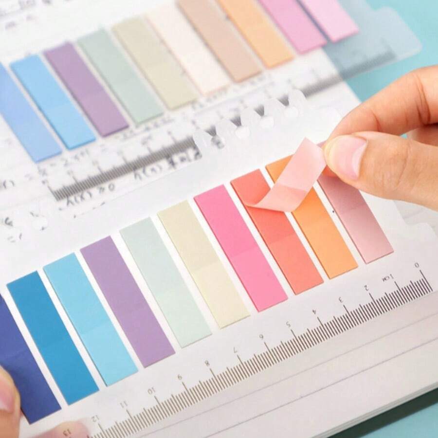 800pcs Muted Color Index Stickers, Creative Reusable PET Notes, Colorful Transparent PET Sticky Notes In Ins Style, Retro European Color Index Stickers, Labels, Classification Tabs, School & Office Supplies Stickers - Multicolor - View 1