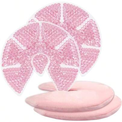 AWYYHot/Cold Breast Gel Bead Ice Packs Breast Cooling/Heat Pads Relief For Breastfeeding Nursing Pain Mastitis Engorgement Swelling Plugged Ducts Boost Milk Let-Down And Production 2 Pack Pink