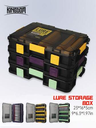  KINGDOM 1 st 3 st vattentät förvaringslåda för beten, PP/PC-material, multibox, anslutning, gör-det-själv-design, 3 stapelbara, för minnow/penna/VIB/pinnebete, fiskeredskap, saltvatten och sötvatten