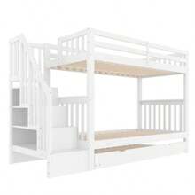 Bed Frames - White + Pine + 90cm*200cm(2) - View 7