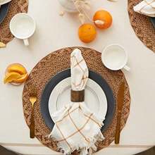 DII 100% algodón, Lavable a máquina, Mantel Individual a Rayas francesas para cenas, Verano y picnics Aire Libre, Nautical Blue Stripes, Tablecloth - 60 x 84, 1(70 cm (Redondo) blanco chambray) - Multicolor - Ver 4