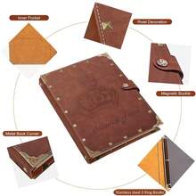 DIY Scrapbook Photo Album 60 Pages Leather Memory Photo Book 8.5x11 Inch,Vintage Travelling Scrapbook Family Scrap Book ScrapbooFKing Supplies Kits For Couples,DarkBrown - DarkBrown - 查看 3