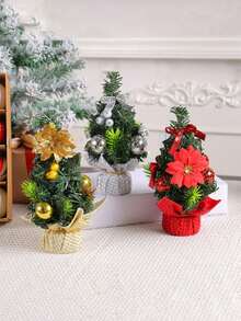 1个迷你圣诞树装饰品，20厘米人造桌面摆件，适用于办公室、家居、圣诞礼物、圣诞装饰 - 彩色 - 查看 2