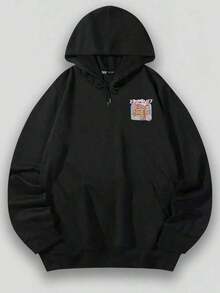 Women Winter ClothesEWH Distressed Washed Cotton Round Neck 270g Double-Sided Printing Men's Hoodie With Soft And Breathable Fabric, Presenting Neon - Black 2 - 查看 3