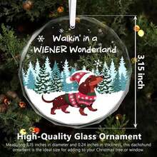 Christmas Ornaments 2025, Dachshund Christmas Decorations Weiner Dog Decor Dachshund Gifts For Women Glass Christmas Dachshund Ornament With Box - As Pic - View 3