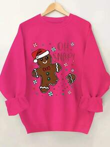 New Sweatshirt Women's T-Shirt With Christmas Print: Cookie And Walking Support - Soft Round Neck, Fun Designs For Parties And Winter (Hand Washable) - Lightweight Festive Underwear, OH SNAP!Funny Texts, Optimal Casual Coat Or Ugly Sweater Costume Loose And Comfortable - quân đội xanh - Xem 10