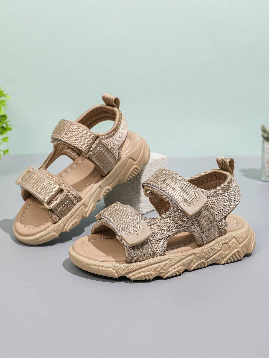 1 Pair Unisex Flat Open Toe Sandals, Soft Sole Non-Slip Children Beach Shoes, Toddler Walking Sandals, Suitable For Summer