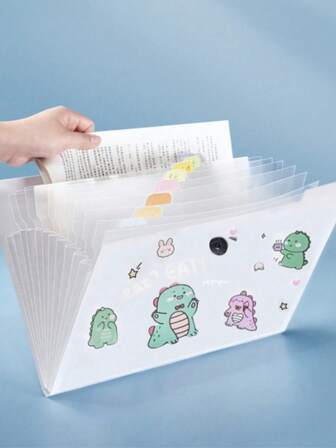 1pc Transparent 5/8/12 Pockets File Folder, Exam Paper/Document Storage, Office File Organizer With Random Index Stickers, Student/Office Document Storage Binder