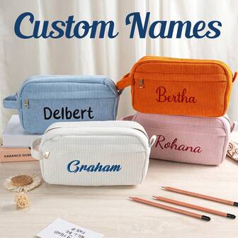 Astuccio personalizzato ricamato in velluto a coste, regalo per il ritorno a scuola, astuccio per matite da ragazza, regalo di compleanno per ragazze, regalo per bambini, regalo per studenti, regalo di compleanno, forniture scolastiche, regalo per bambini, regalo personalizzato, stagione del ritorno a scuola, astuccio grande, borsa da toilette per bambini, regalo di Natale, primo giorno di scuola