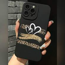 2026 nueva funda de teléfono esmerilada, funda de teléfono con diseño de corazón de leopardo para  17 14 Pro Max  17 13  17 12  17 11  Galaxy S23 S22 S21 S20 protector de teléfono funda de pareja regalo para él y ella regalo de San Valentín cumpleaños - Negro - Ver 2