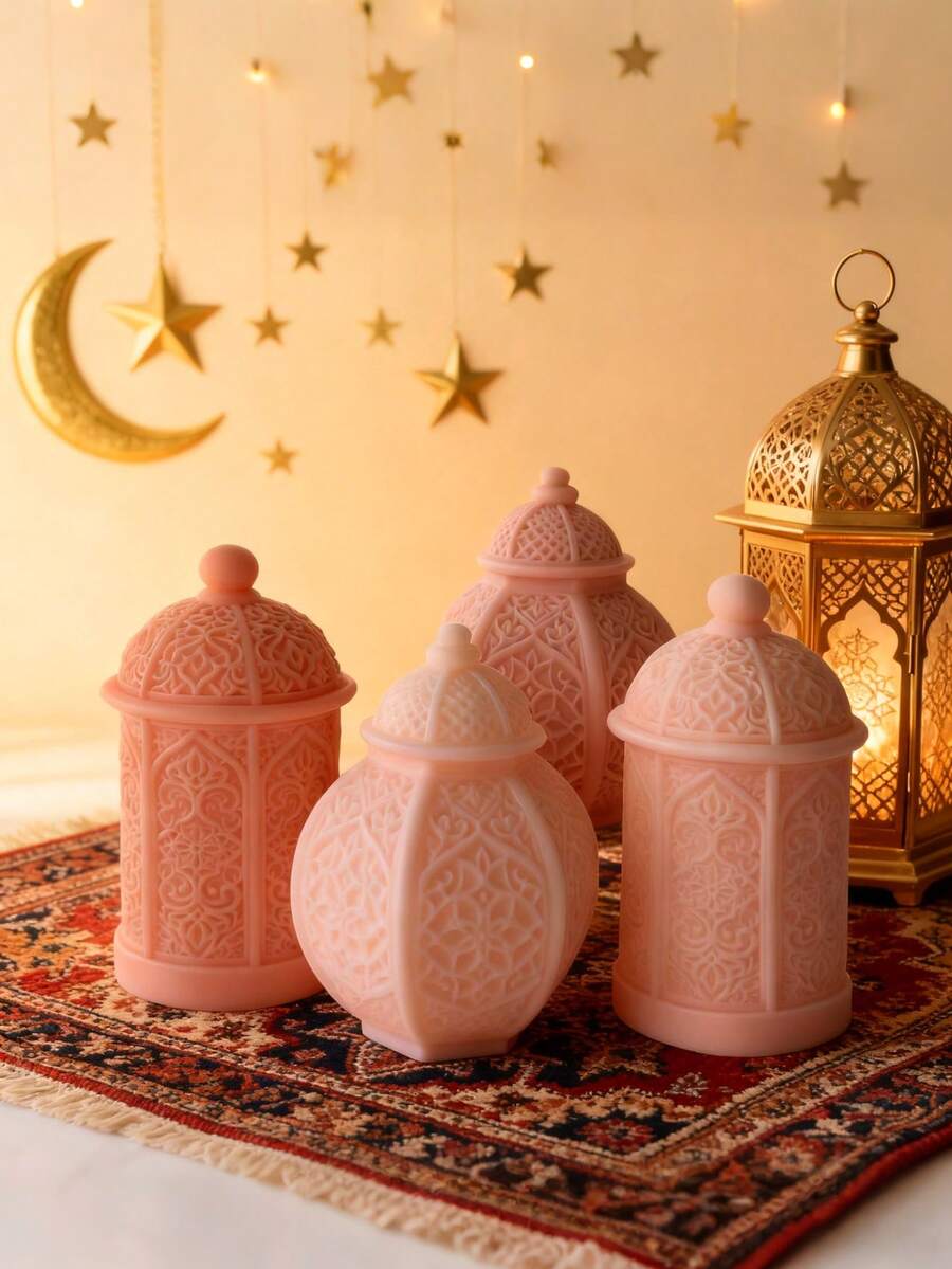 DIY Lantern Silicone Candle Mold - Star & Moon Details, Beginner-Friendly & Flexible Silicone | Reusable | Fits Candle Making, Gypsum Crafts, Diffuser Stones | Perfect For DIY Enthusiasts, Handmade Presents & Holiday Decor Projects