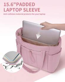 Puffer Tote Bag For Women, Multi-Pocket Lightweight Bag For Work Lightweight Puffy Handbag With Compartments, Quilted Shoulder Bag For  Travel, Gym - 粉色 - 查看 3