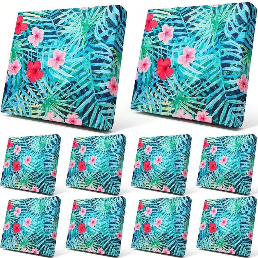 Newwiee 8Pcs Patio Cushion Covers Stretch Outdoor Cushion Cover Replacement For Patio Furniture Sofa Couch Slipcovers, Soft Flexibility Washable Furniture Protector(Fresh Floral,Fresh Color),One-Size,FreshColorFreshFloral - 清新色彩清新花卉 - 查看 1