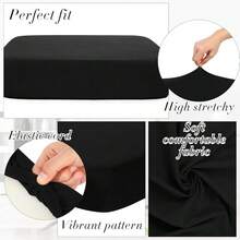 Newwiee 8Pcs Patio Cushion Covers Stretch Outdoor Cushion Cover Replacement For Patio Furniture Sofa Couch Slipcovers, Soft Flexibility Washable Furniture Protector(Waterproof Pure,Black),One-Size,BlackWaterproofPure - 黑色防水純 - 查看 4