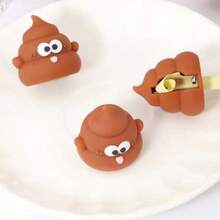 1/2/4/6/8/10件装新奇便便造型笔筒及笔 - 趣味创意办公桌配件，适用于办公室、学校或学习奖励，棕色，带有俏皮的表情设计，可爱文具