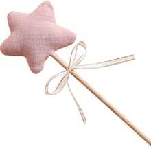 1个可爱粉色布艺星星魔法棒，配金色丝带 - 非常适合2岁生日派对装饰和礼物，用途广泛，也可用于复活节、情人节等节日，无需电池，派对装饰 - 彩色 - 查看 5