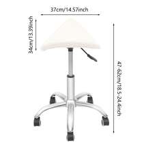 SanBouSi Weißer Sattelhocker - PU+Edelstahl, Höhenverstellbar (47-62cm), 5 Rollen