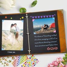 Leather Scrapbook DIY Photo Album 60 Pages Vintage Scrap Book Memory Photo Album 8.5x11 Inch, Family Travelling Scrapbook ScrapbooFKing Kits For Couples Anniversary Birthday Gift,Brown - 棕色 - 查看 8