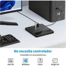Quemador de CD y DVD Externo,Lector de CD, Grabadora DVD Externa USB 3.0 y Tipo C, Grabadora CD/DVD Lector Portátil con Lector Tarjeta/TF,Compatible con Linux OS - Negro - Ver 6