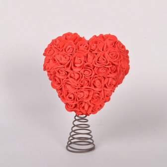 1个迷你心形弹簧，人造迷你玫瑰花情人节树心形装饰，适用于派对、婚礼、桌面、墙壁、节日、浪漫庆典、可爱装饰等场合。