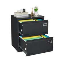 2 Drawer Metal Lateral File Cabinet With Lock,Office Vertical Files Cabinet For Home Office/Legal/Letter/A4,Locking Metal File Cabinet,Assembly Required (Black,With 2 Drawer)