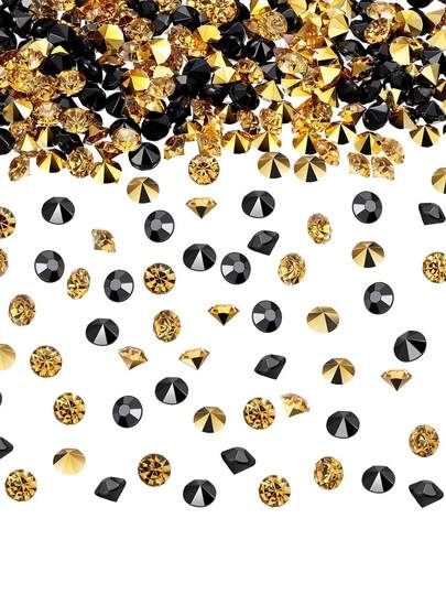 2000/10000pcs Clear Wedding Table Scatter Confetti Crystals Acrylic Diamonds Rhinestones For Table Centerpiece Decorations Wedding Decorations Bridal Shower Decorations Vase Beads (Gold And Black, 4 Mm)