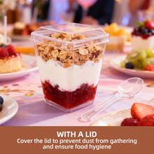 20/50/100pcs 5oz Reusable Dessert Cups With Lids And Spoons - Multipurpose Clear Party Cups For Banana Pudding, Yogurt Parfait, Mousse Cake And Ice Cream - Durable And Stackable, Suitable For Birthday, Wedding, Party Supplies, Wedding Catering - Holiday Food Prep Containers, Stackable Design, Lightweight Material, Event Planners