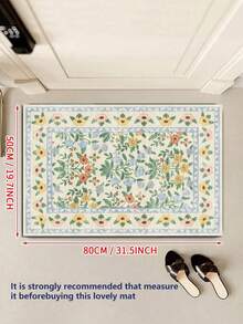 1pc Vintage Washable Beige Floral Oriental Style Non-Slip Rug, High Density 1350g/㎡, Artificial Cashmere Super Soft Fiber Bathroom Carpet, Ultra Soft Bath Mat, Area Rug, Doormat, Machine Washable, Low Pile, TPR Backing, Fluffy Fabric, Suitable For Entryway, Bathroom, Bedroom, Kitchen, Entrance, Indoor & Outdoor, Bathroom Accessories, Christmas Kitchen Decor - Multicolor - View 14