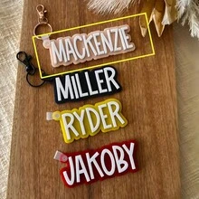 Custom Acrylic Name Tag Keychain, Suitable For Backpacks, Diaper Bags, Lunch Boxes, Gifts For Women, Families And Girls, Laser-Cut - Silvery - View 52
