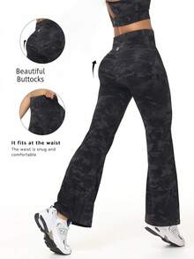 3 Pieces Of Spring And Summer Outdoor Sports Bell Bottoms, Printed Women's Casual Wide Leg Pants, Solid Color High Waist Tight Yoga Tight Pants, Slim And Elastic Short Tight Pants, Lightweight Fabric, Women's Outdoor Hip And Belly Lifting Pants - Nhiều màu - Xem 2