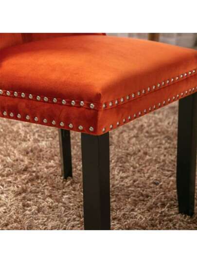 Nikki Collection Modern, High End Tufted Solid Wood Contemporary Fluwelen Upholstered Dining Stoel Legs Nailhead Pcs Set, Beige, DE2001BG view 7