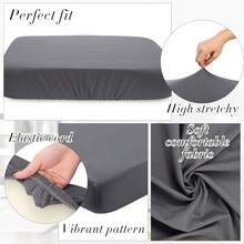 Newwiee 8Pcs Patio Cushion Covers Stretch Outdoor Cushion Cover Replacement For Patio Furniture Sofa Couch Slipcovers, Soft Flexibility Washable Furniture Protector(Waterproof Pure,Dark Gray),One-Size,DarkGrayWaterproofPure - 深灰色防水純淨 - 查看 4