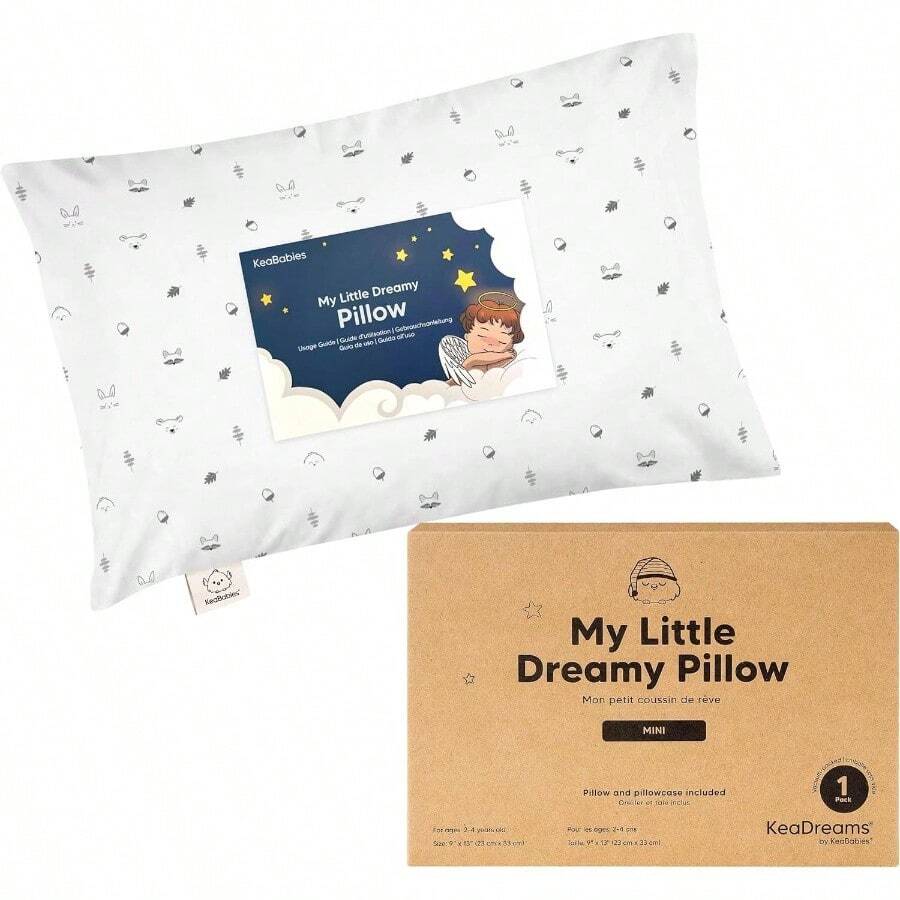 almohada para nios pequeos con funda de almohada, almohada de viaje My Little Dreamy Travel para dormir, cama infantil, pequea, pequea, funda de almohada de algodn orgnico, suave y - inicial - Ver 1