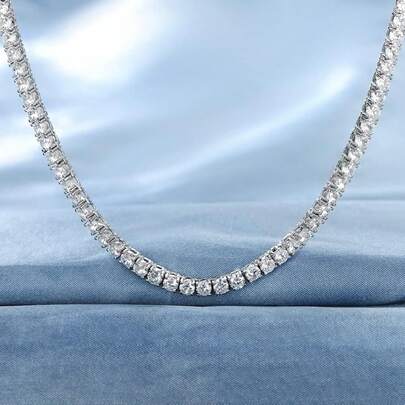 MDFUN Collar de tenis delicado de 3 mm, chapado en oro blanco de 18K, incrustado con circonita cúbica, cadena de tenis versátil para hombres y mujeres