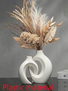 2pcs/1set 情侣花瓶（塑料材质），拥抱花瓶，书架装饰，办公室卧室餐桌装饰，咖啡店装饰，假花花瓶，家居装饰 - 駝色 - 查看 7