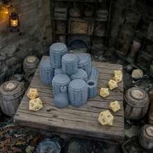 3D打印未涂装塑料模型 - 堆叠木桶 - 适用于微缩地形、角色扮演桌游、塑料游戏配件、圣诞节和万圣节礼物 - 灰色 - 查看 7