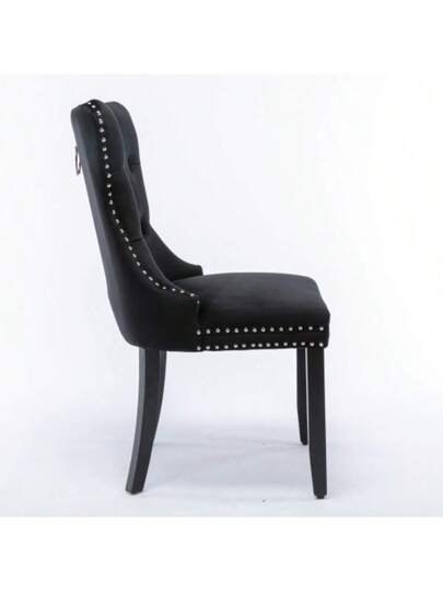 Nikki Collection Modern, High End Tufted Solid Wood Contemporary Fluwelen Upholstered Dining Stoel Legs Nailhead Pcs Set, Beige, DE2001BG view 5