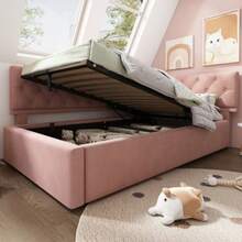 Bed Frames - Pink + Velvet + 90cm*190cm - View 7