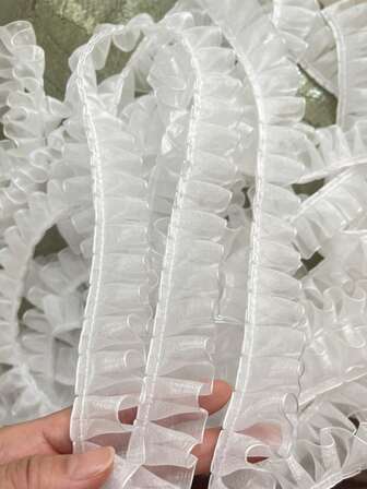 2.5厘米宽雪纺褶皱荷叶边领口和袖口花边饰边缝纫配件