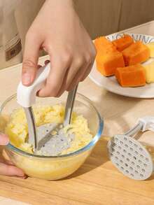 3-In-1 Plastic Manual Potato Garlic Press - Kitchen Tool For Making Vegetable Puree, Non-Slip Handle, Easy To Clean - Multicolor - View 5