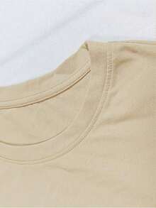 Plus Size Women T-Shirts Celebrity Graphic Printed Black T-Shirt, 100% Cotton 220g Casual Printed T-Shirt,Crew Neck Short Sleeve,For Going Out,Gift,Summer,Unisex - 杏色 - 查看 3