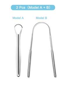 Stainless Steel Tongue Scraper 3 Models Rust-Resistant Durable,Tongue Cleaner Effective Bad Breath Removal Tongue Coating Cleaning, Portable Travel-Friendly For Adults Kids Daily Use, Family Oral Care Oral Hygiene - 銀色 - 查看 11