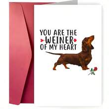 1pc Handmade Cute & Funny Dachshund Valentine's Day Card Suitable For Husband, Wife, Boyfriend, Girlfriend - Anniversary, Wedding, Birthday Card With Envelope, Dog Lover Gift, English Language Romantic Pet-Themed Greeting