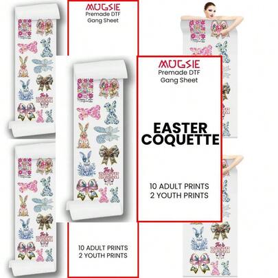 Easter Coquette DTF Transfer Ready To Press 22x60 Premade Gang Sheets