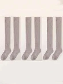 1/3 Pairs Women's Thick Warm Cotton Crew Socks, Breathable Knee-High Socks For Winter, Y2K Style, Comfortable For Women With High Heels, Thick Warm Thigh-High Socks, Knee-High Thick Socks, Warm Indoor Socks For Autumn/Winter - Multicolor - View 7