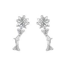1pc S925 Silver Zirconia Zodiac Stud Earrings, Minimalist & Versatile, Suitable As Valentine's Day, Mother's Day, Holiday Gift