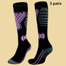 3 Pairs Unisex Thick Thermal Ski Socks, Breathable & Warm For Outdoor Sports Like Skiing, Ice Skating, Hiking In Winter