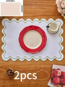 1/2/4/6pcs Bohemian Style Rectangular Embroidered Placemats With Wavy Edges, Solid Color, Non-Slip Mats For Dining Room, Kitchen, Table, Home Decor, Suitable For Restaurants, Living Rooms, Parties, Weddings, Offices, Coffee Tables, All Seasons (Multiple Color Options) - Multicolor - View 15