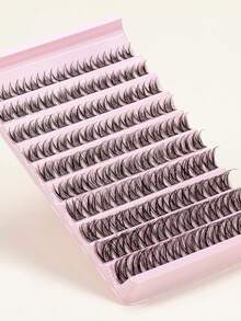 110 piezas de pestañas individuales con rizo D esponjoso, pestañas individuales en racimo, pestañas individuales con efecto vaporoso, pestañas de aspecto natural esponjoso en racimo, extensión de pestañas DIY en casa